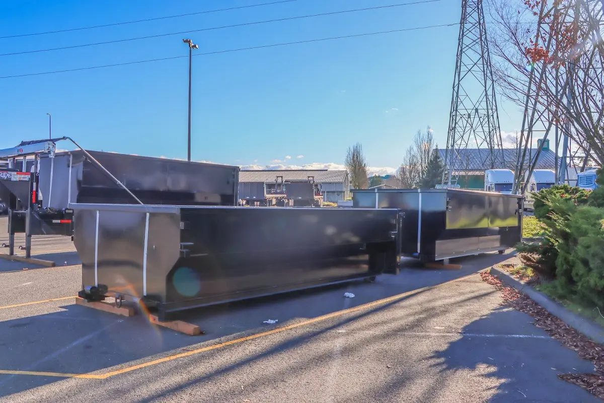 Roll-off dumpster ready for waste disposal at job site for 2 Yard Dumpster Rental in Ripon